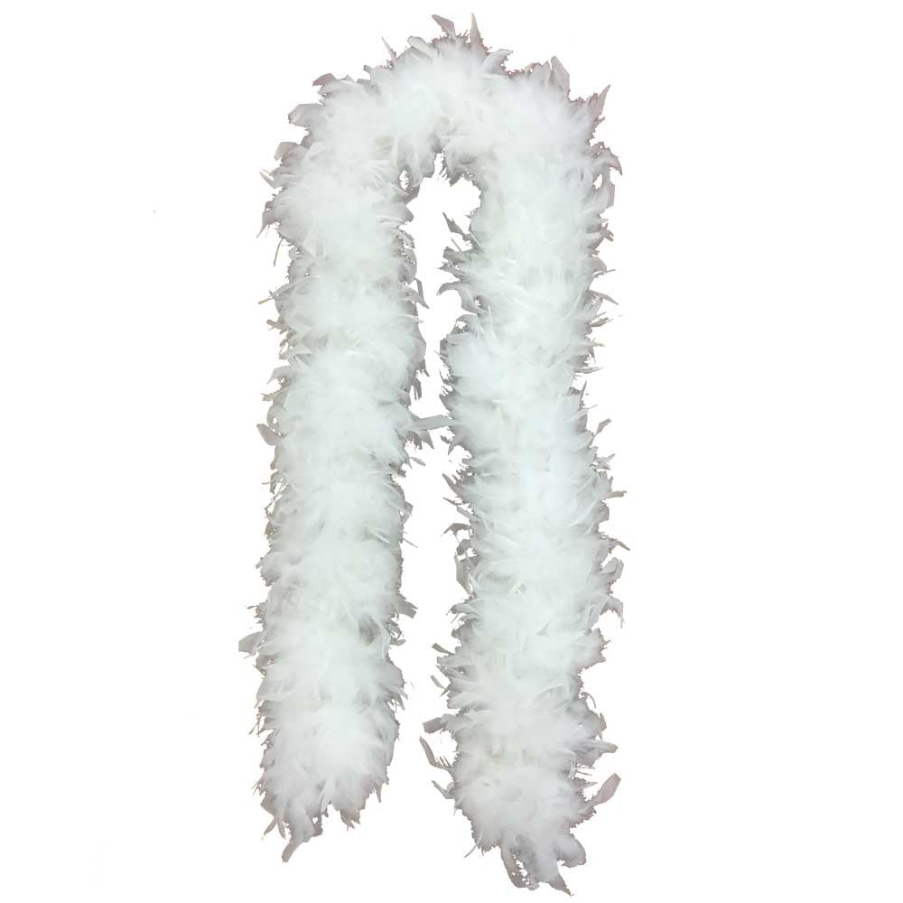 Feather Boa, W: 20-30 mm, White, 10 M, 1 Pack