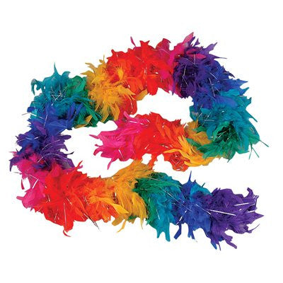 Rainbow Plush Feather Boa - FeatherBoaShop.com